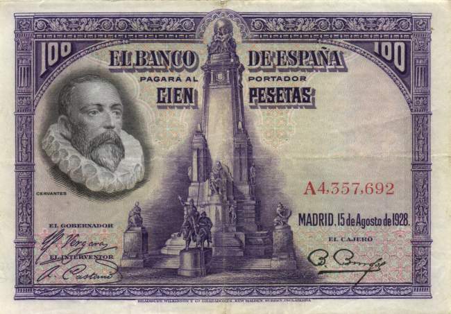 100 Pesetas 15.8.1928